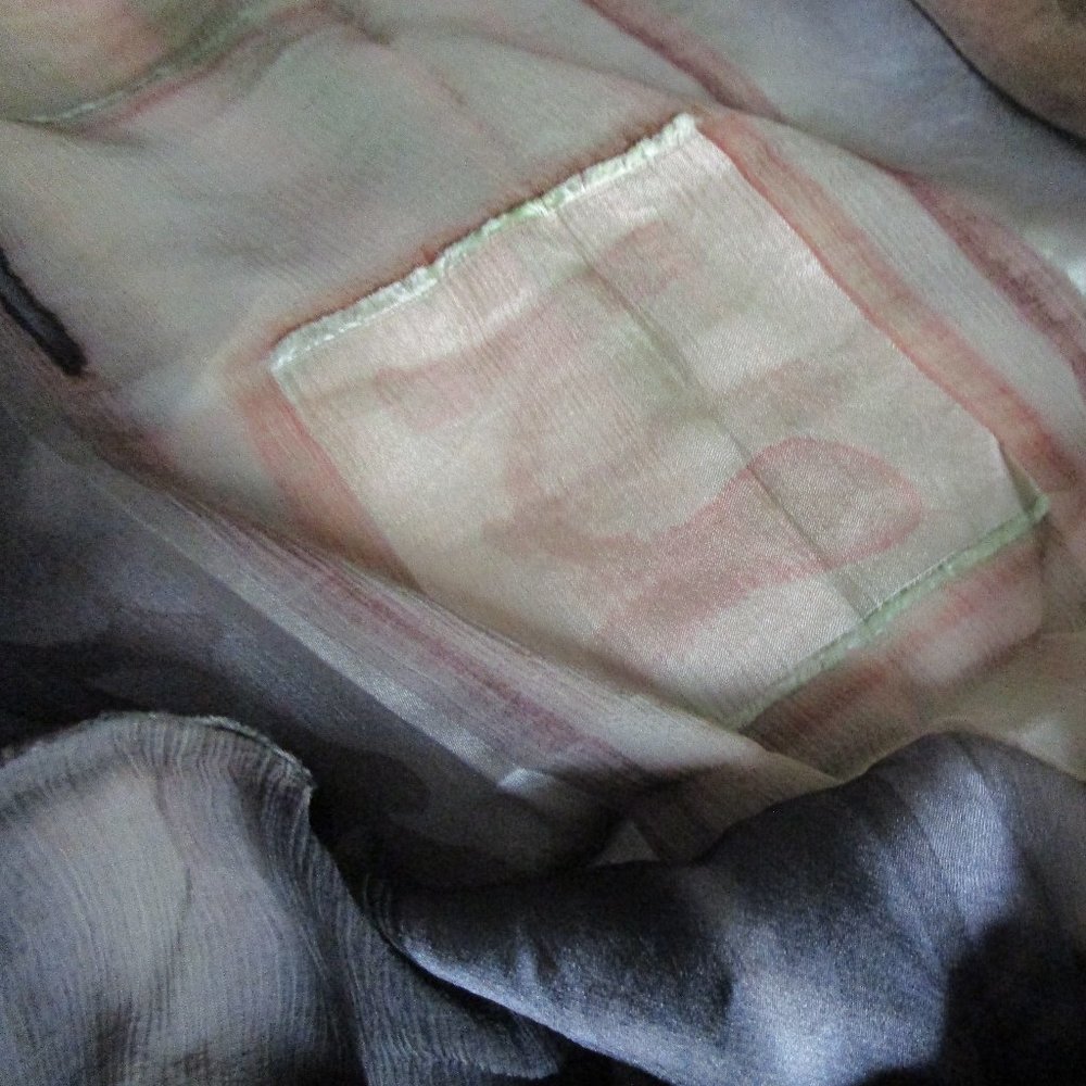 Large Vintage Designer Patchwork Silk Scarf - image 4